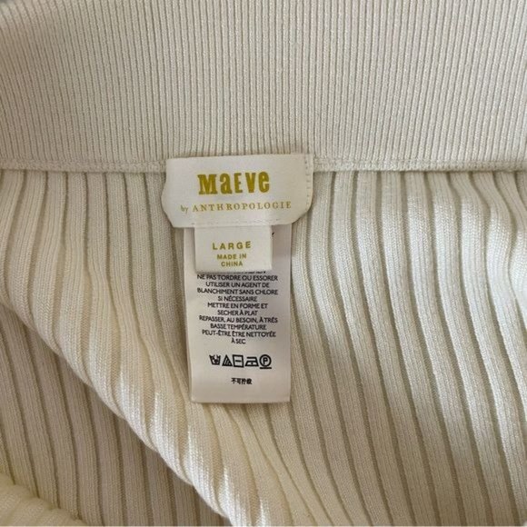 ANTHROPOLOGIE MAEVE DESIREE HIGH RISE WAIST RIBBED CABLE KNIT SLIT MIDI SKIRT L - Picture 4 of 6